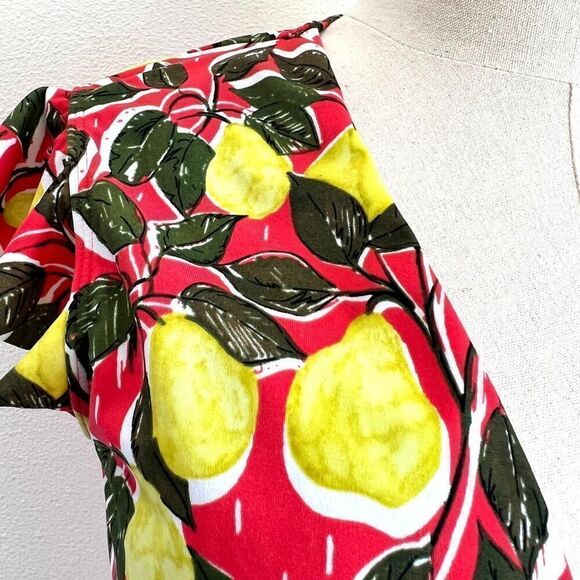 Beach Betty by Miracle Brands Slimming Tie Front Bikini Top Fruit Print Coral Ye - Picture 6 of 10